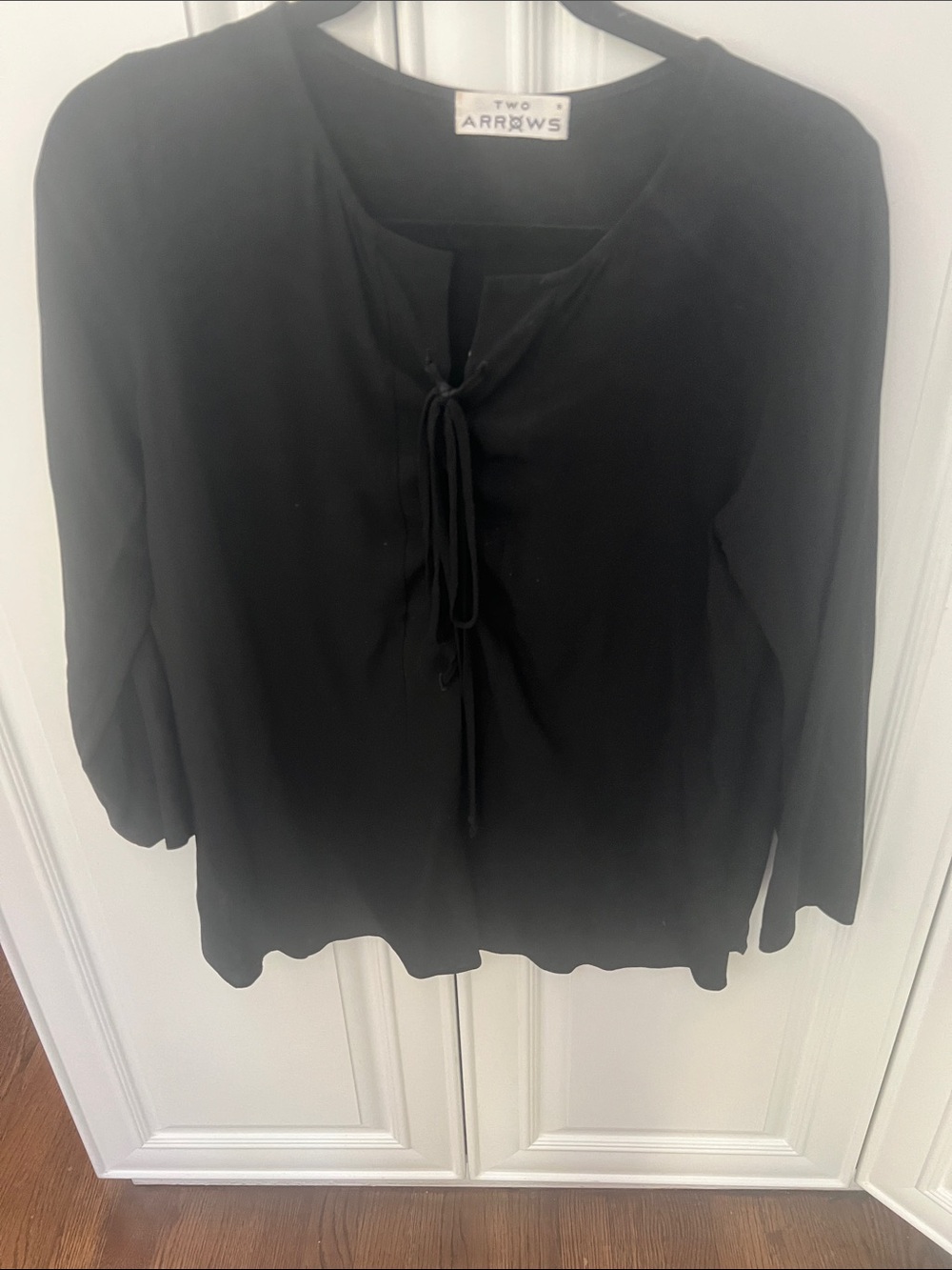 Black Tie-Front Women's Blouse